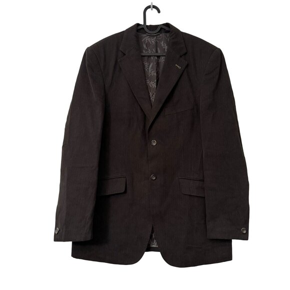 Ted Baker Dark Brown Pinstriped Velvet 2 Button Sport Coat Blazer Mens Sz Large - Picture 1 of 8